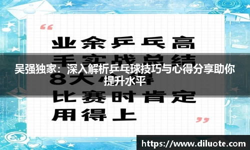 吴强独家：深入解析乒乓球技巧与心得分享助你提升水平