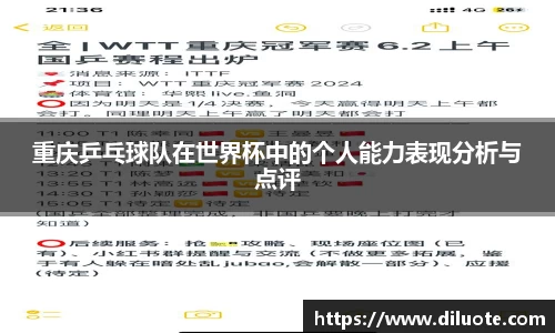 重庆乒乓球队在世界杯中的个人能力表现分析与点评