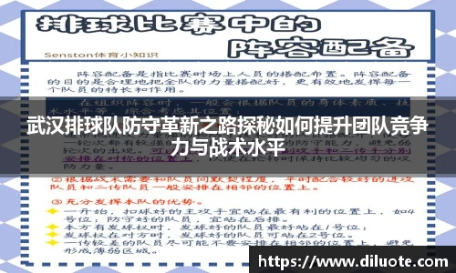 武汉排球队防守革新之路探秘如何提升团队竞争力与战术水平